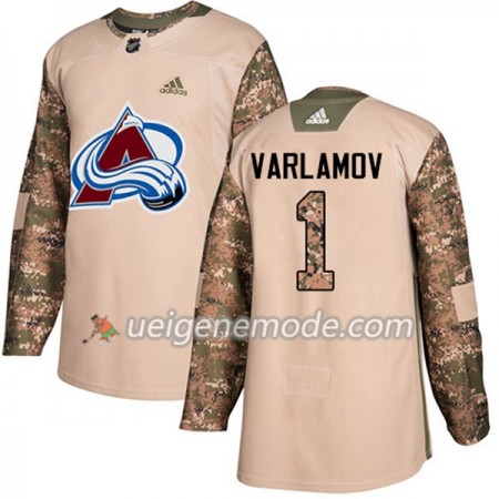 Herren Eishockey Colorado Avalanche Trikot Semyon Varlamov 1 Adidas 2017-2018 Camo Veterans Day Practice Authentic